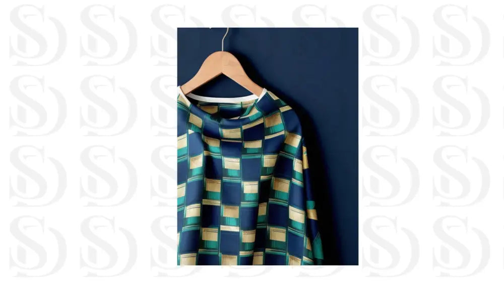 Art Deco Geometric Patterns in Blue and Gold Fabric