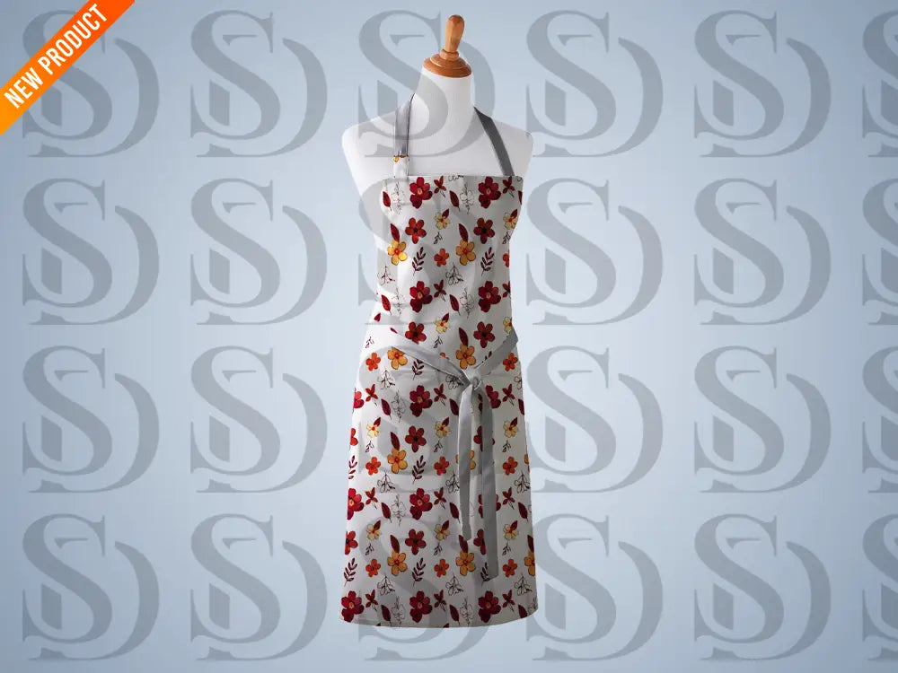 Kitchen apron designed with autumn bloom mini floral seamless pattern