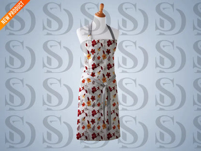 Kitchen apron designed with autumn bloom mini floral seamless pattern