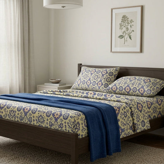 Vintage Floral Mandala – Peach & Navy Ornamental Bloom Seamless Pattern