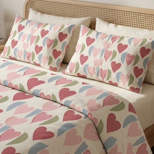 Retro Pastel Heart and Leaf Pattern