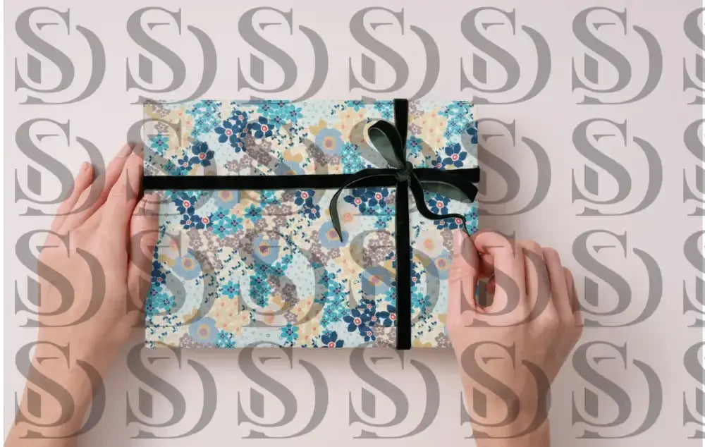 Blooming harmony floral pattern used on gift wrapping paper
