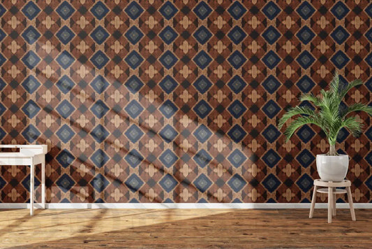 Brown Geometric Patterned Textile Digital Desing