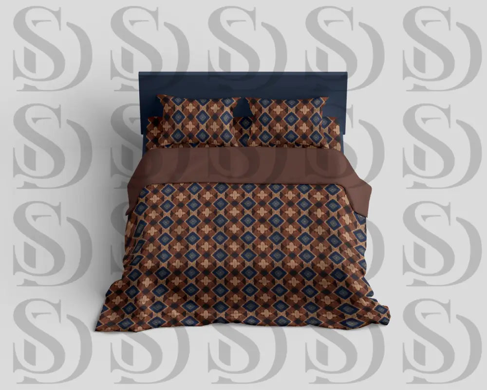 Brown Geometric Patterned Textile Digital Desing