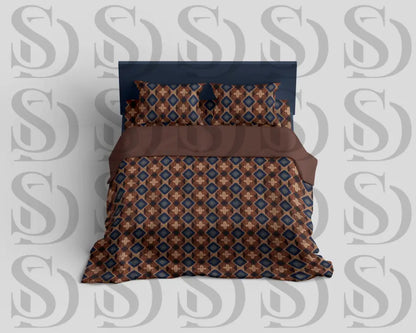 Brown Geometric Patterned Textile Digital Desing