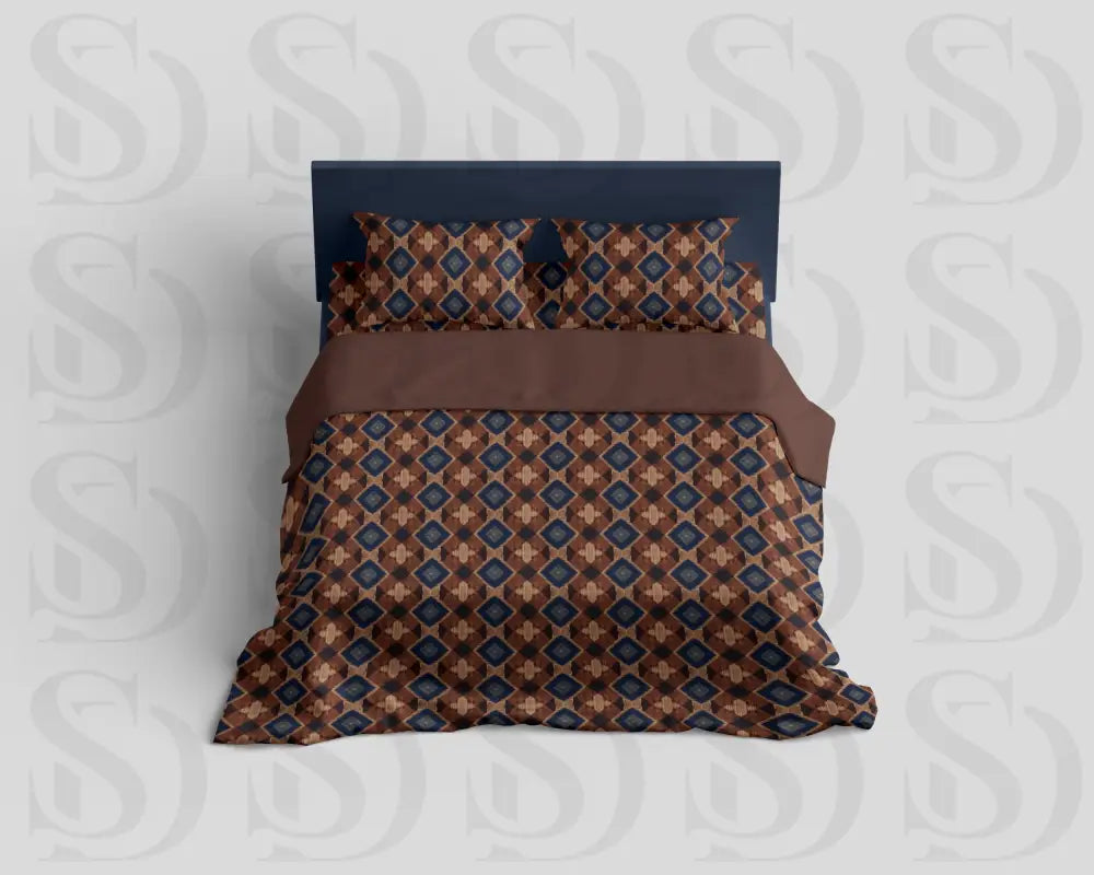 Brown Geometric Patterned Textile Digital Desing