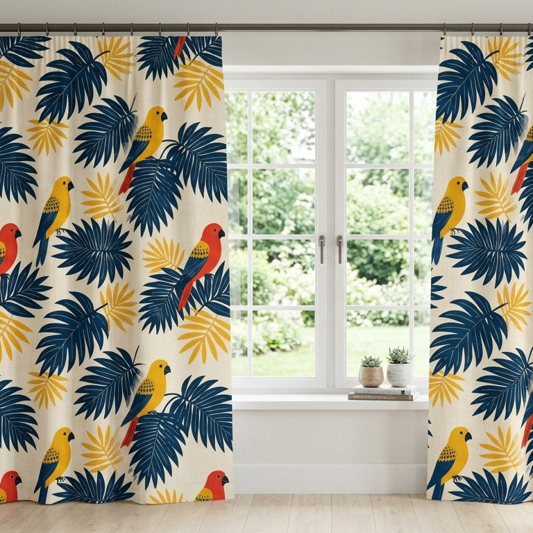 Tropical Botanical Birds – Navy & Golden Leaf Haven Seamless Pattern