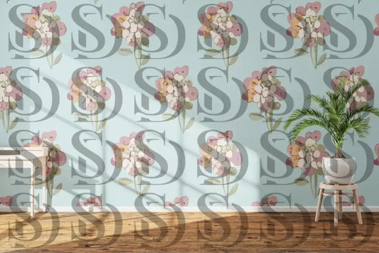 Soft floral bouquet seamless pattern displayed as elegant wall wallpaper
