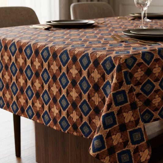 Brown Geometric Patterned Textile