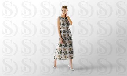 Elegant Lily Botanical Illustration Fabric