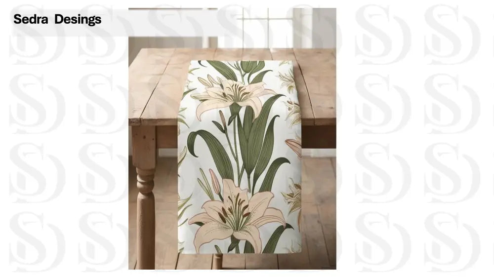 Elegant Lily Botanical Illustration Fabric
