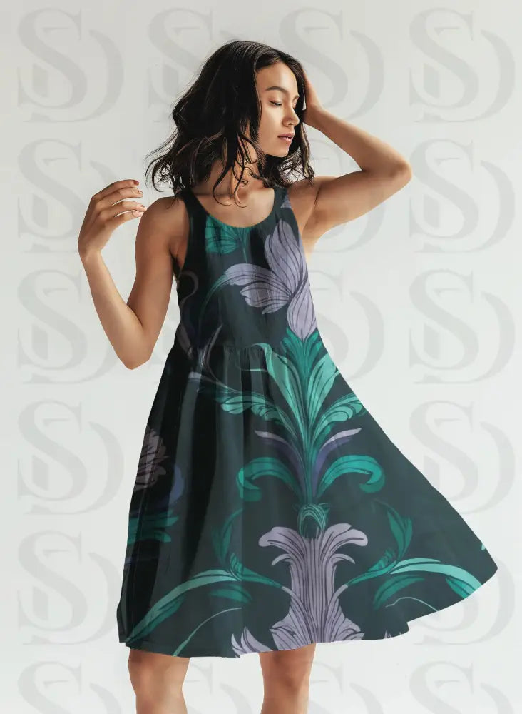 Elegant Midnight Floral Damask Fabric