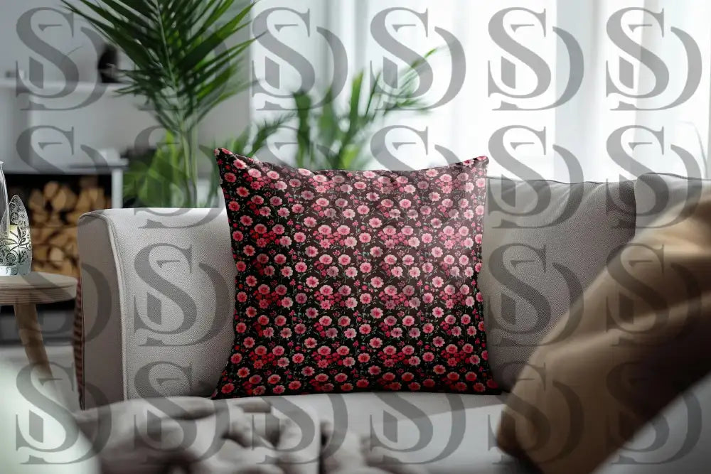 Vintage pink flower repeat pattern on cusion