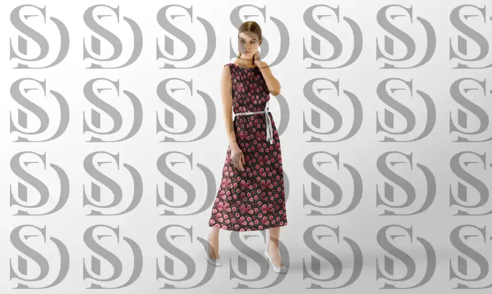 Seamless burgundy floral textile design