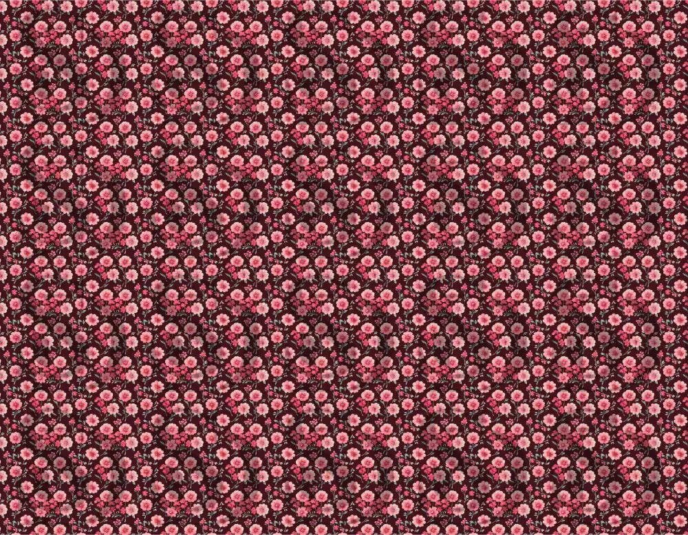 Elegant pink floral seamless pattern on burgundy background