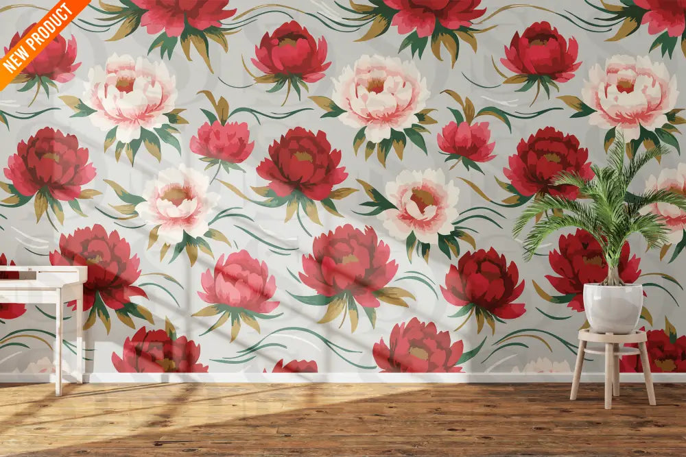 Enchanted Peony Garden: Elegant Floral Pattern Fabric