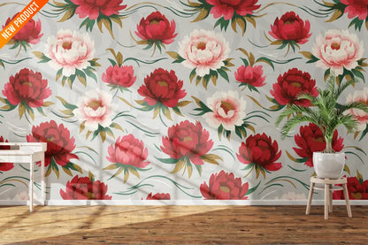Enchanted Peony Garden: Elegant Floral Pattern Fabric