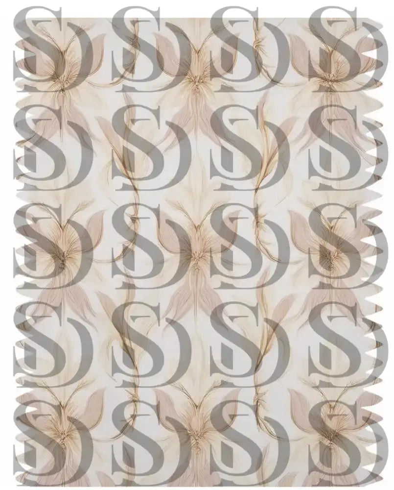 Soft neutral feather floral seamless fabric pattern