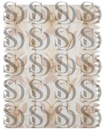 Soft neutral feather floral seamless fabric pattern