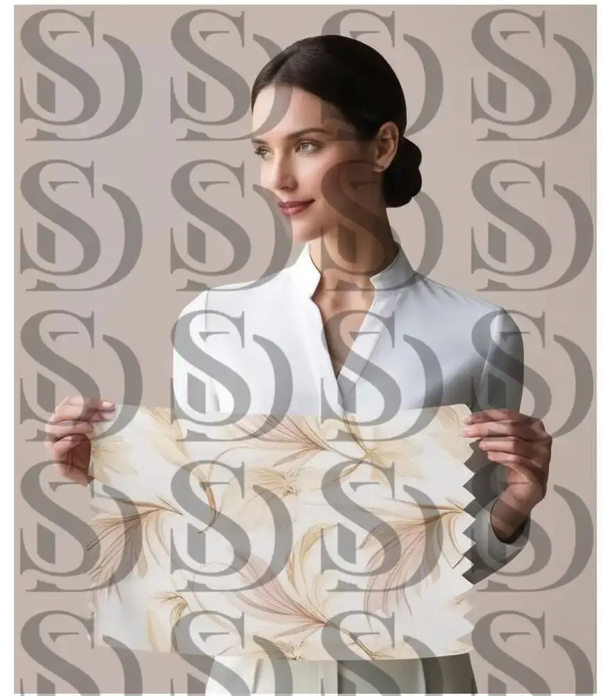 Delicate botanical floral pattern printed on scarf fabric