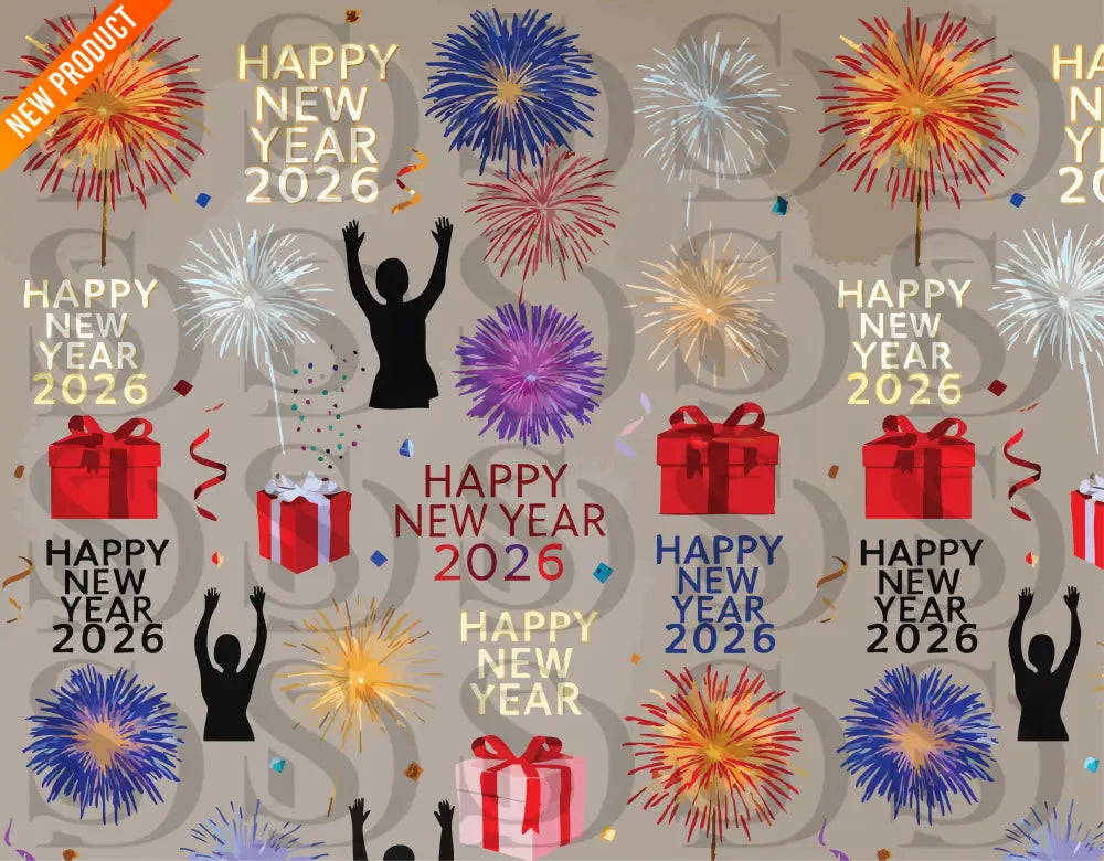Festive Fireworks & Gifts New Year 2026 Pattern Seamless Pattern