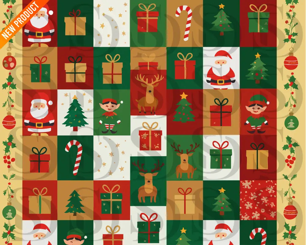 Festive Gift Grid Christmas Pattern Seamless Pattern