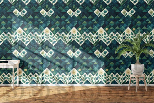 Geometric Green-Inspired Pattern Digital design