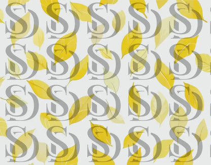Seamless yellow leaf autumn pattern on light background
