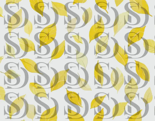 Seamless yellow leaf autumn pattern on light background