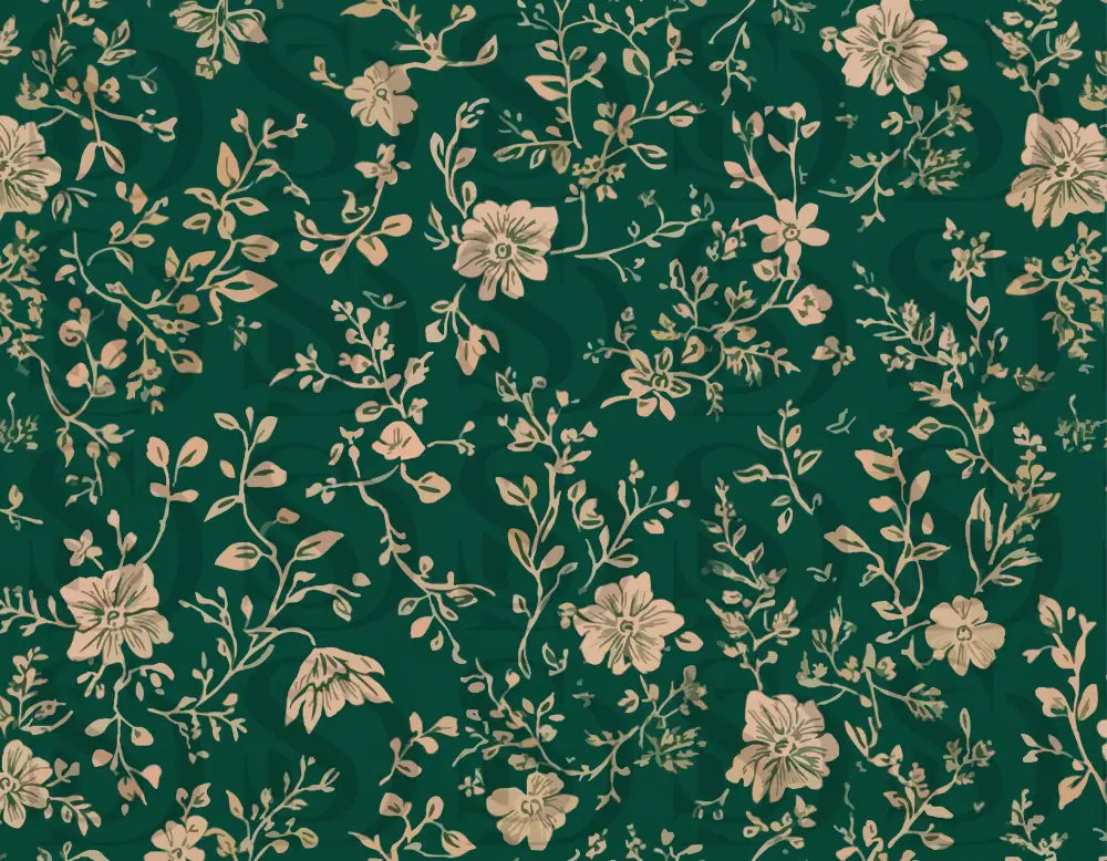 Golden Floral Elegance on Emerald Digital Desing
