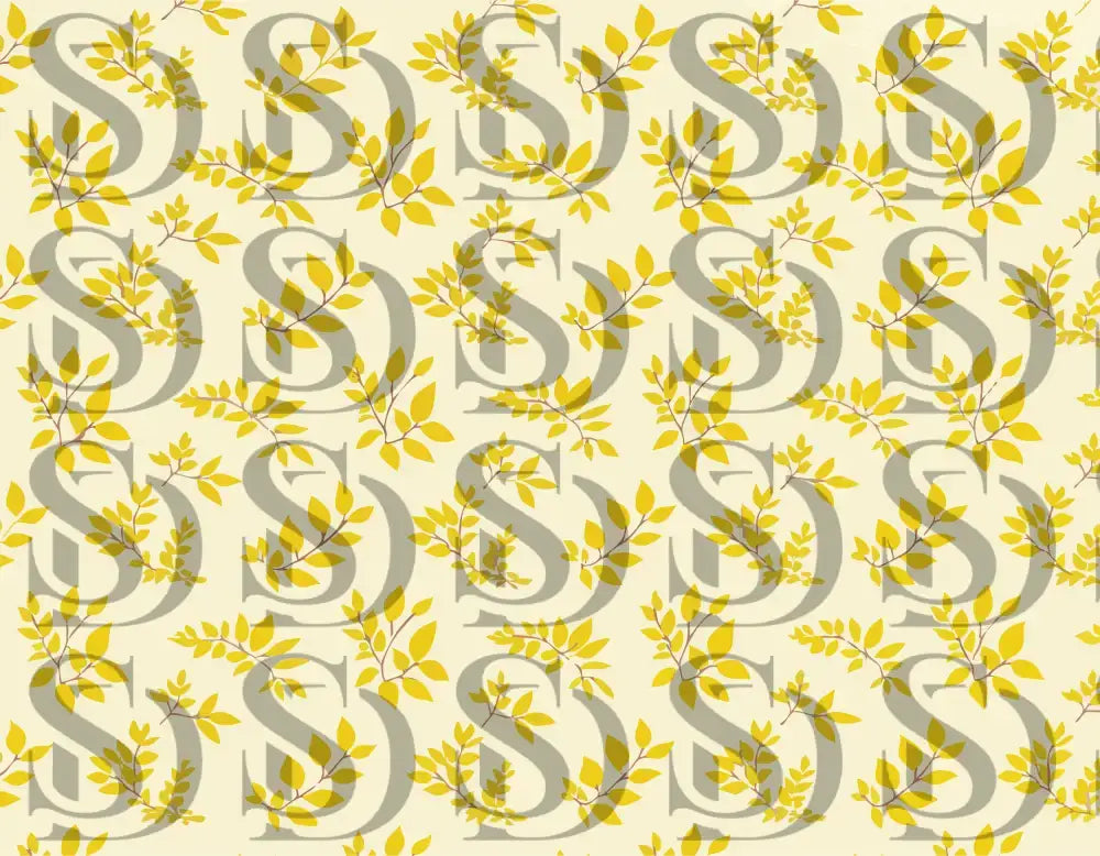 Seamless yellow leaf botanical pattern with soft natural tones