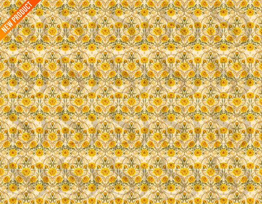 Seamless golden marigold damask floral pattern design