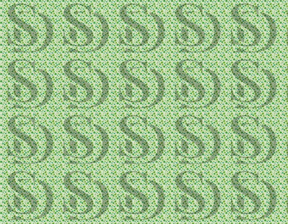 Green botanical floral seamless repeating pattern with small leaves and floral motifs