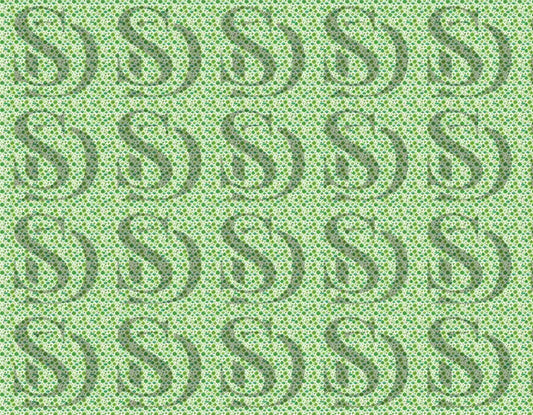 Green botanical floral seamless repeating pattern with small leaves and floral motifs