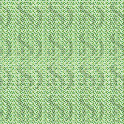 Green botanical floral seamless repeating pattern with small leaves and floral motifs