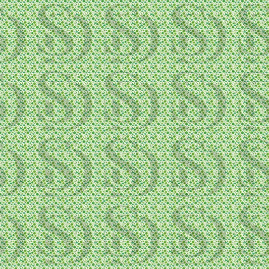 Green botanical floral seamless repeating pattern with small leaves and floral motifs