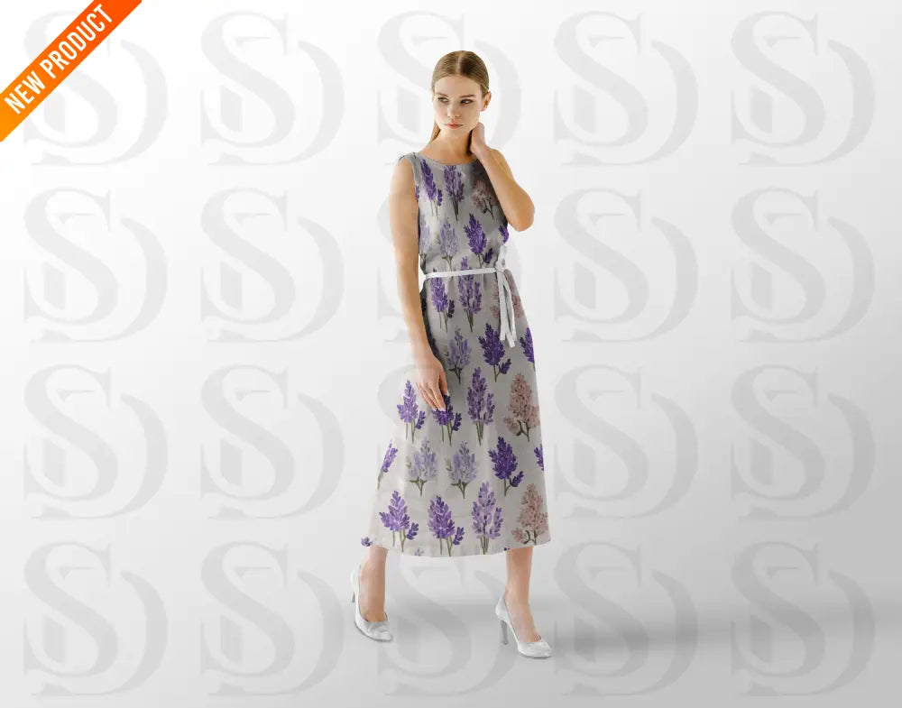 Hand-Drawn Lavender and Wildflower Bouquet Pattern Fabric