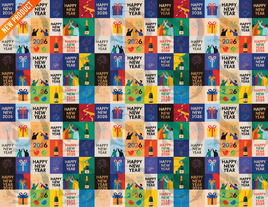 Happy New Year 2026 Celebration Block Pattern Seamless Pattern