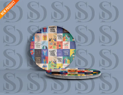 Happy New Year 2026 Celebration Block Pattern Seamless Pattern