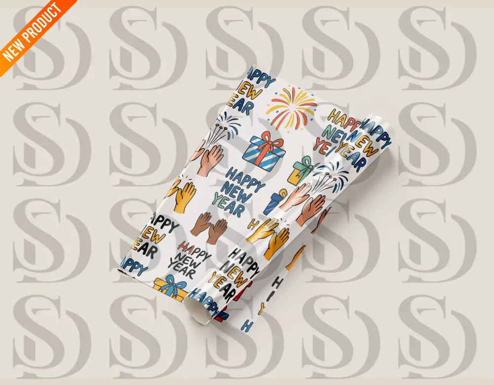 Happy New Year Hands & Gifts Pattern Seamless Pattern