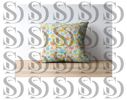 Decorative cushion with happy summer floral botanical print