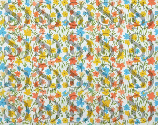 Seamless repeating summer floral pattern with colorful flowers