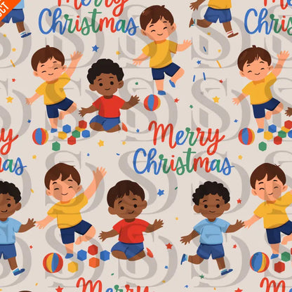 Kids Merry Christmas Playful Pattern Seamless Pattern