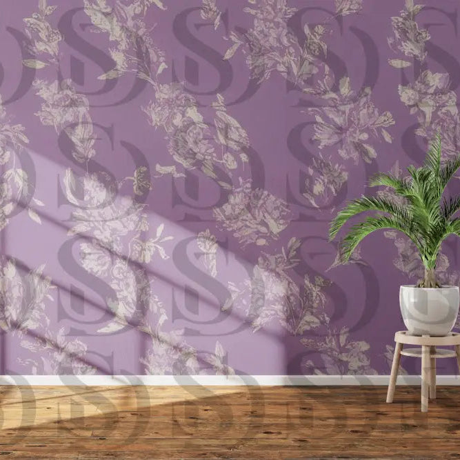 Lavender blossom floral wallpaper pattern for elegant interior decor