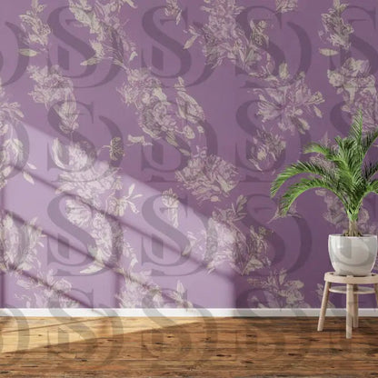 Lavender blossom floral wallpaper pattern for elegant interior decor