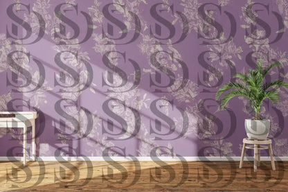 Lavender blossom floral wallpaper pattern for elegant interior decor