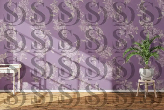 Lavender blossom floral wallpaper pattern for elegant interior decor