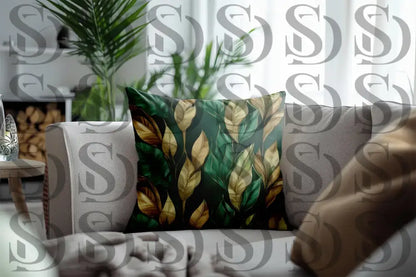 Decorative pillow featuring luxe botanical leaves pattern