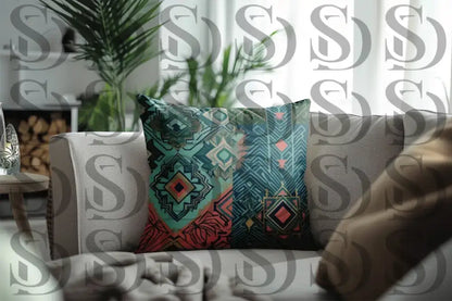 Decorative cushion featuring modern tribal geometric pattern for home decor