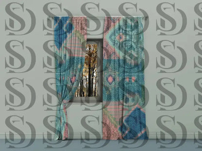 Window curtains printed with modern tribal geometric seamless pattern